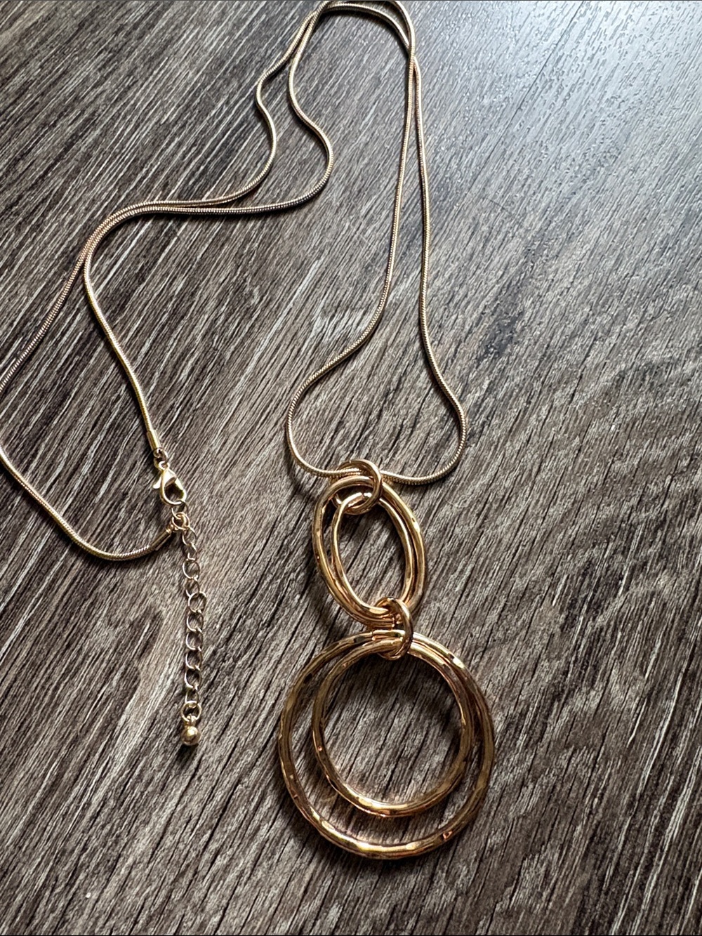 Gold Tone Double Circle Pendant Necklace - Women Jewelry